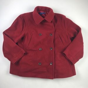 J.CREW Womens Double Breasted Red Wool Cashmere XL